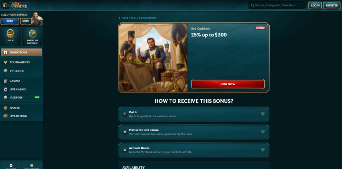 MyEmpire Live Cashback