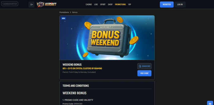 Aerobet Casino Weekend Bonus