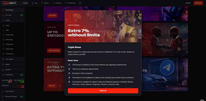N1 Bet Casino 7% Crypto Bonus