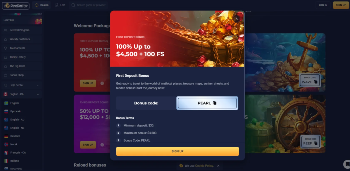 Joo Casino First Deposit Bonus