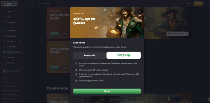 SlotHunter Casino Extra Reload