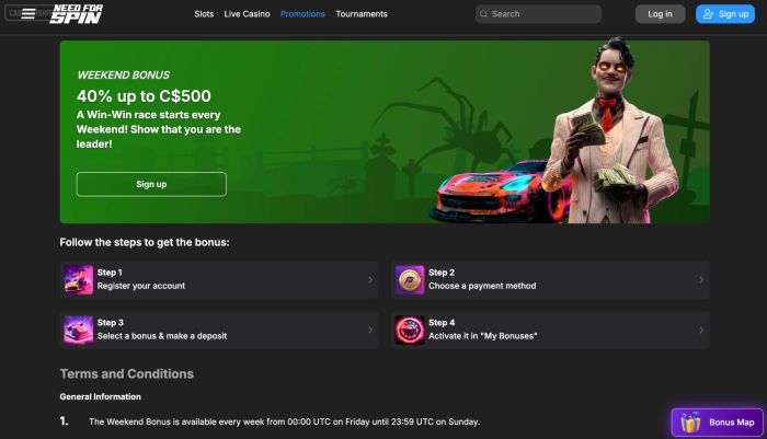 Need for Spin weekend bonus