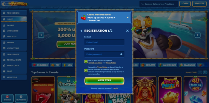 Pandido Casino Sign Up