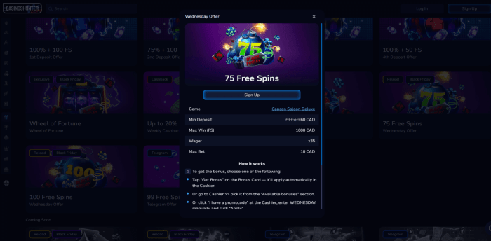 Wednesday Offer 75 Free Spins