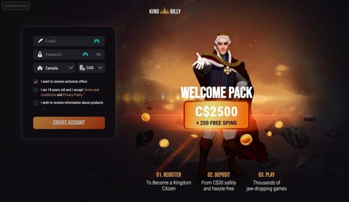 KingBilly Casino Sign Up