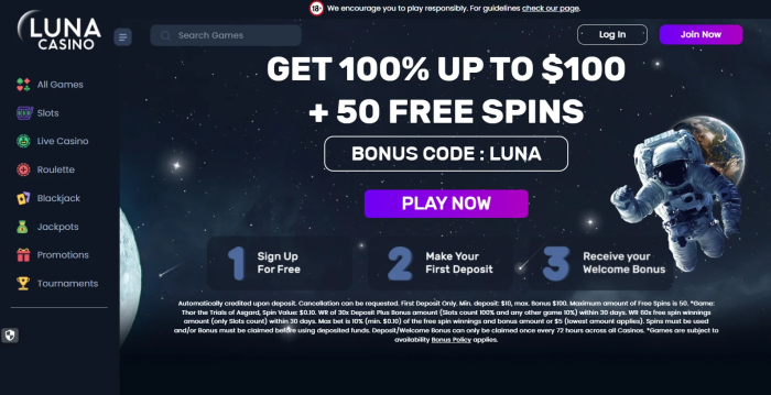 Luna Casino Welcome Bonus
