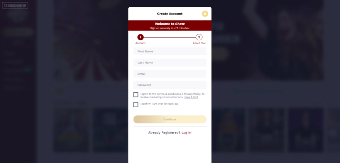 Shotz Casino Sign Up
