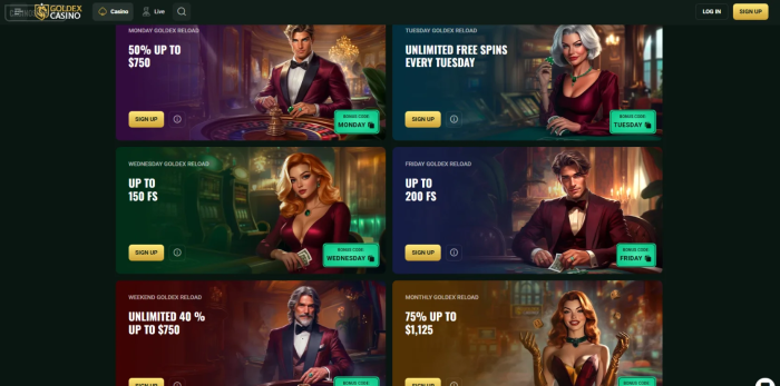 Goldex Casino Reload Bonuses