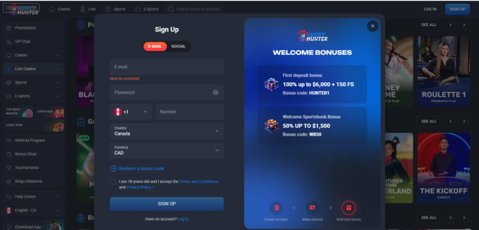 Lucky Hunter Casino Sign Up