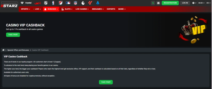888starz Casino VIP Cashback