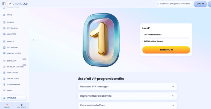 Casinolab Casino VIP Program