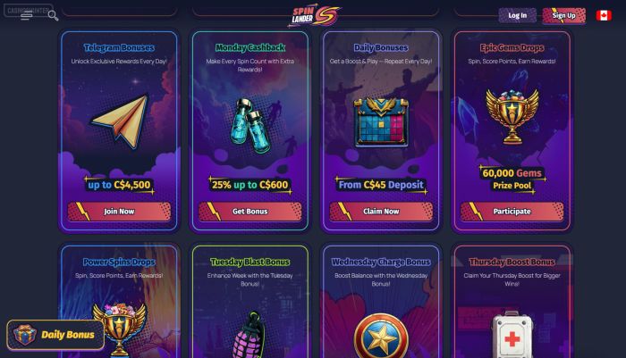 Spin Lander Casino All Bonuses