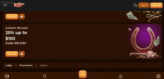 RodeoSlot Casino Sunday Reload Bonus
