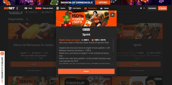 GGBET Casino Sprint Bonus