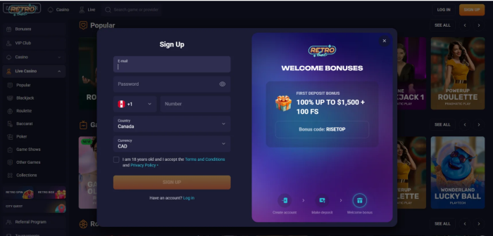 Retrobet Casino Sign Up