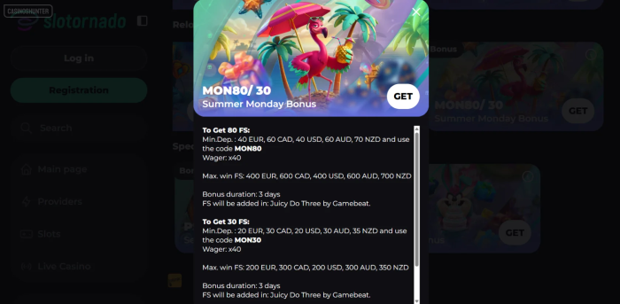 Slotornado Summer Monday Bonus