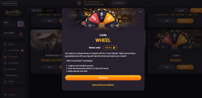 GunsBet Casino Lucky Wheel