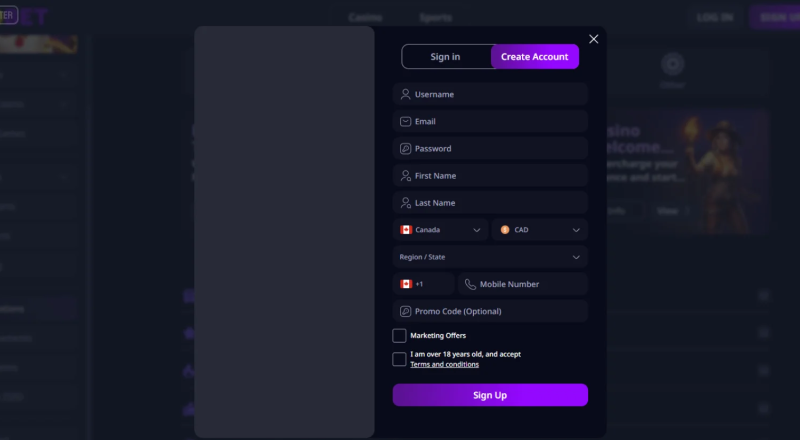 Zizobet Casino Sign Up