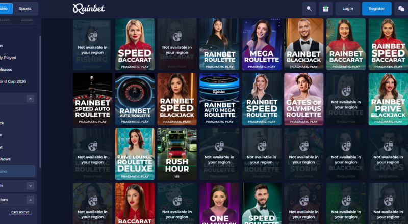 Rainbet Casino Live Games