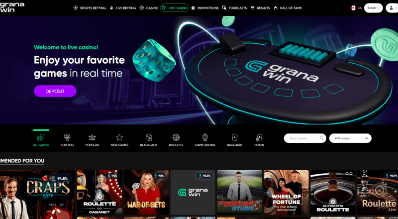 Granawin Casino Live Games