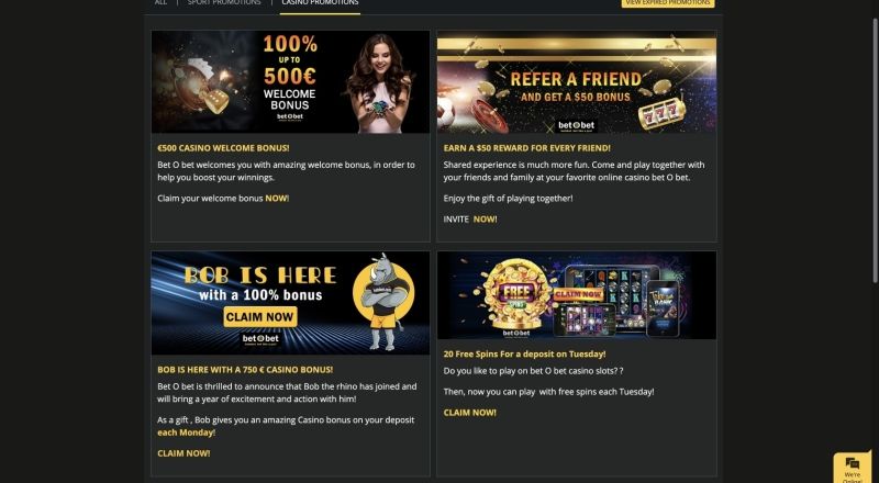 bet O bet Casino Bonuses
