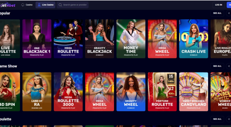 Jet4Bet Casino Live Games