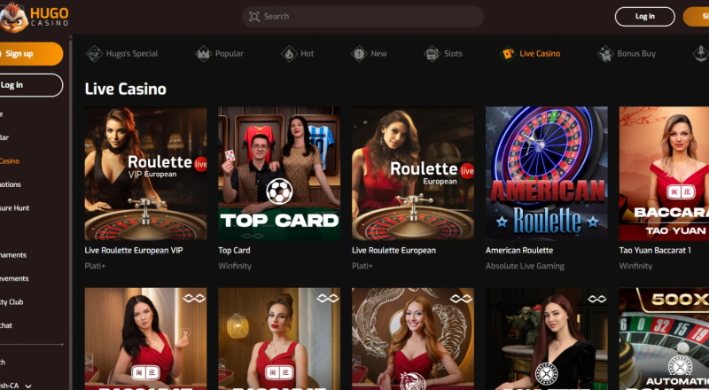 Hugo Casino Live Games