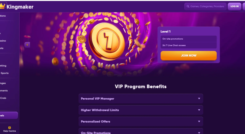 Kingmaker Casino VIP Program