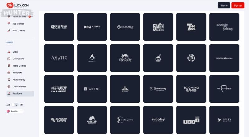 OnLuck Casino Providers List