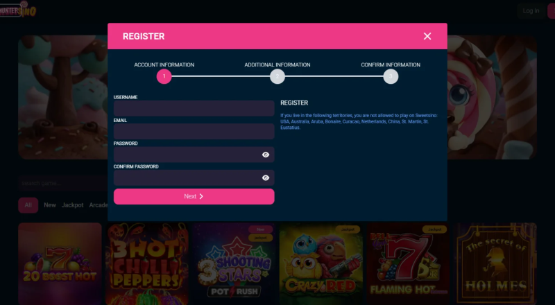 Sweetsino Casino Sign Up