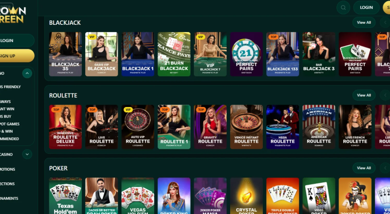 CrownGreen Casino Live Games