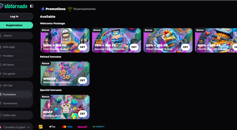 Slotornado Casino Bonuses