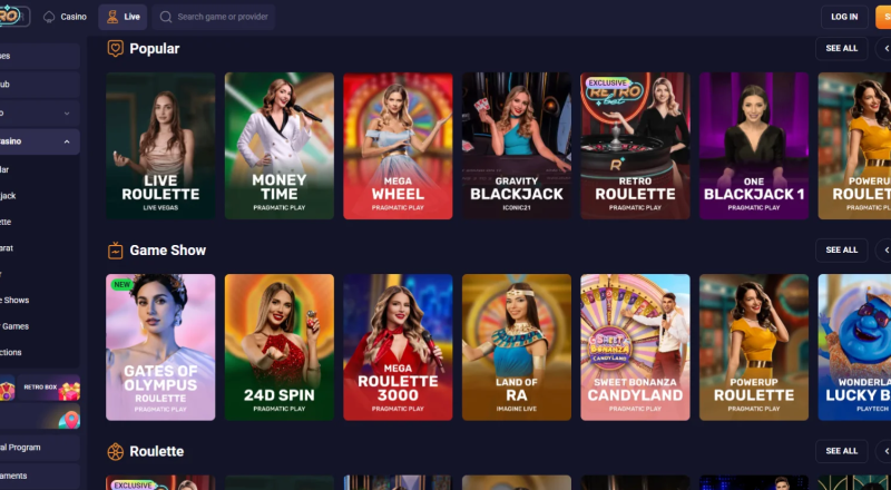 Retrobet Casino Live Games