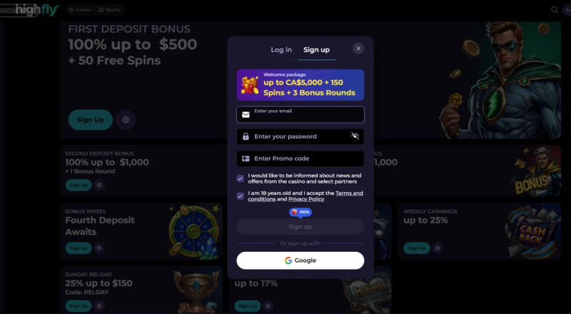 HighFlyBet Casino Sign Up
