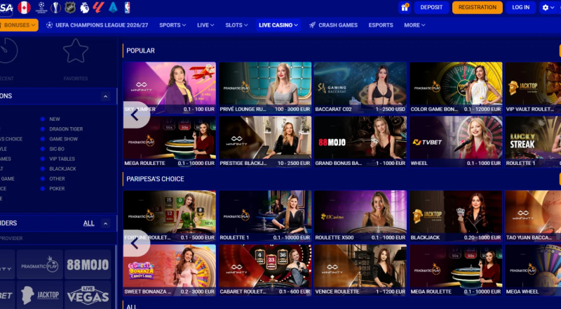 Paripesa Casino Live Games
