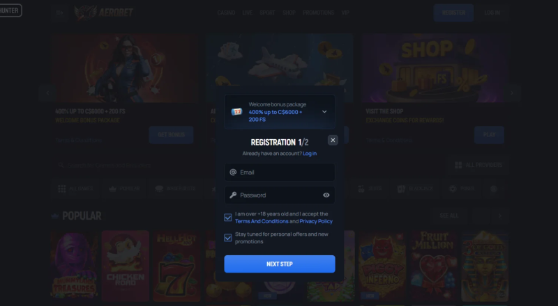 Aerobet Casino Register