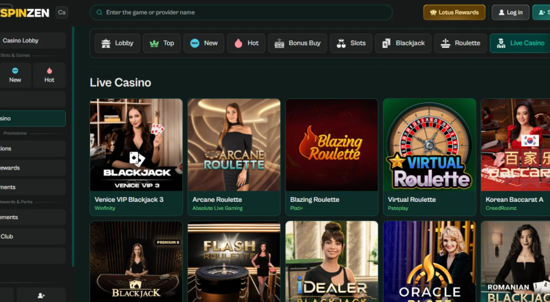 Spinzen Casino Live Games