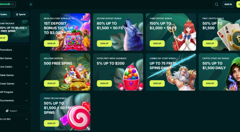 Spinaconda Casino Bonuses