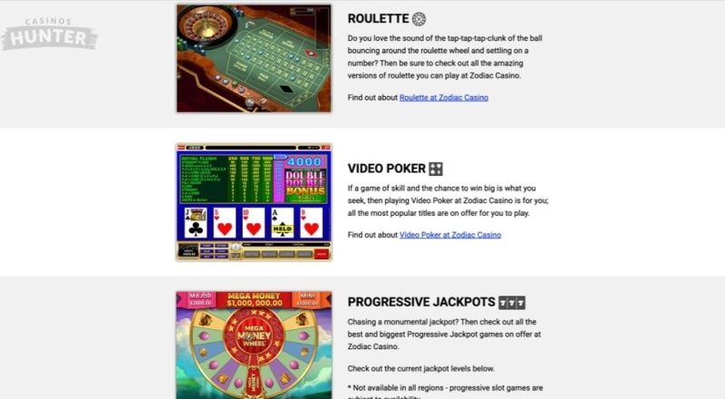 Zodiac Ontario Casino Table Games
