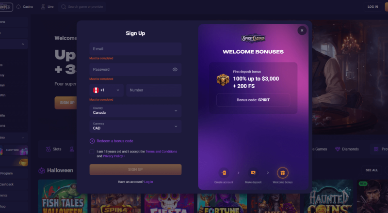 Spirit Casino Sign Up