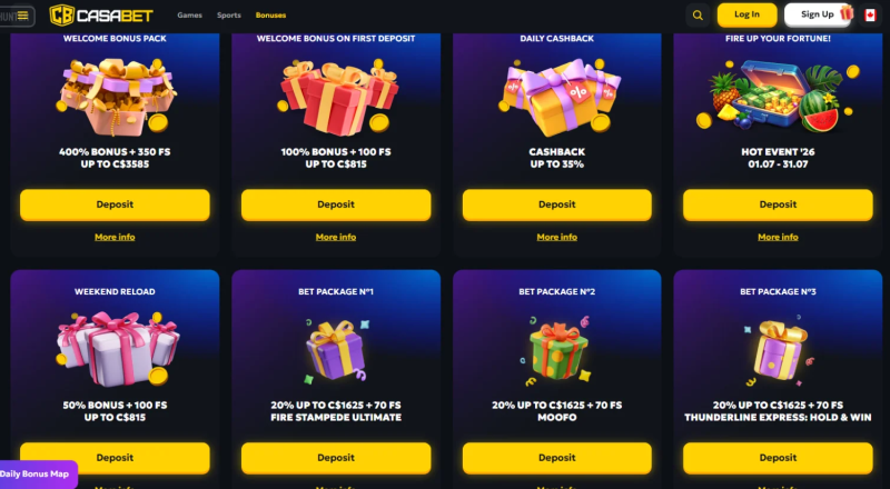 Casabet Casino Bonuses