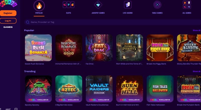 Wheelz Casino Games