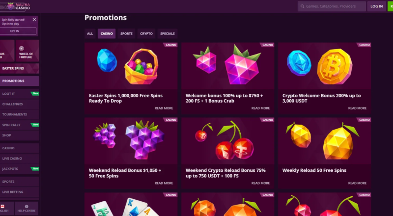 Malina Casino Promotions