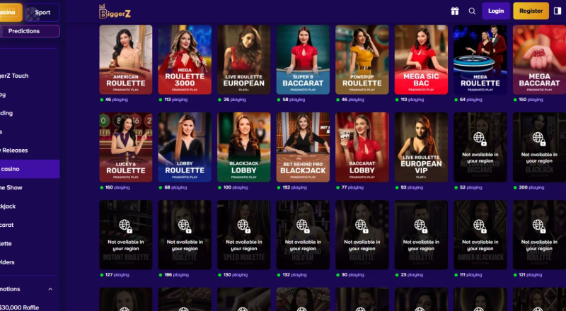 Biggerz Casino Live Games
