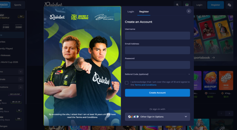 Rainbet Casino Sign Up