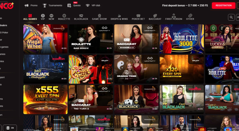 Pinco Casino Live Games