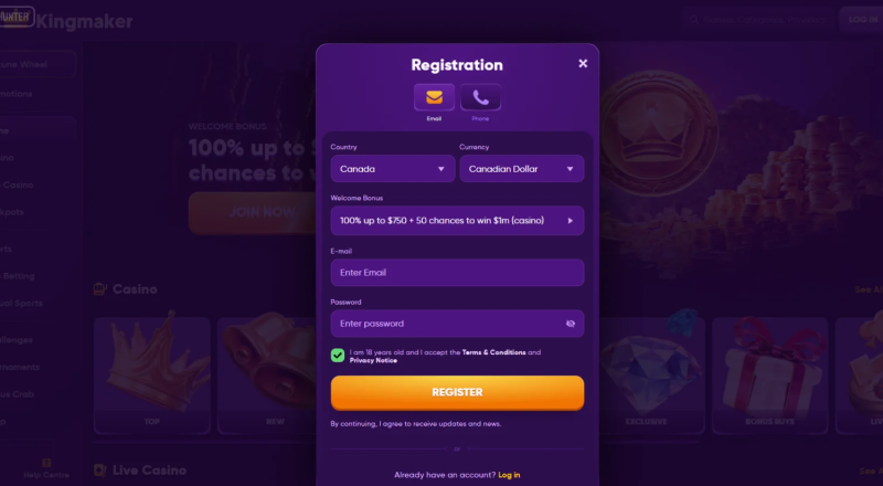 Kingmaker Casino Sign Up