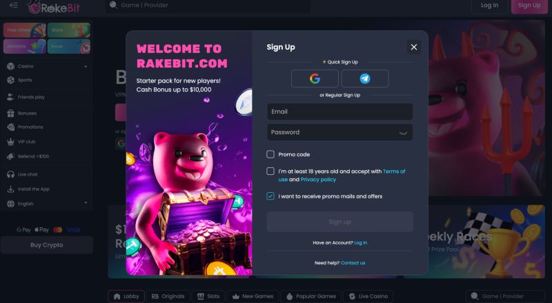 Rakebit Casino Sign Up