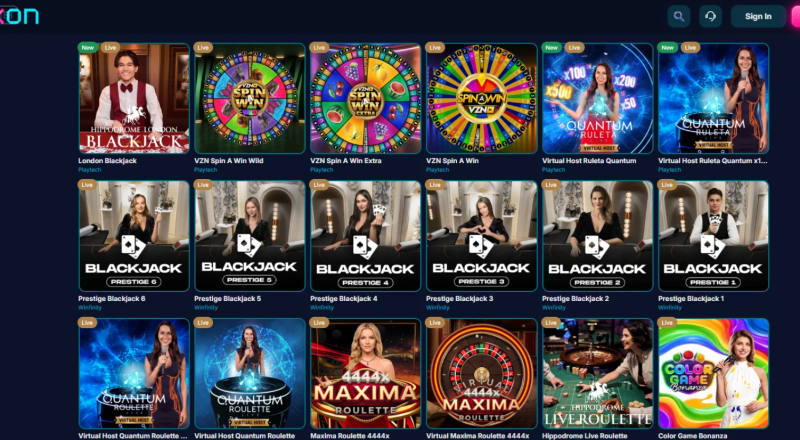 Xonbet Casino Live Games