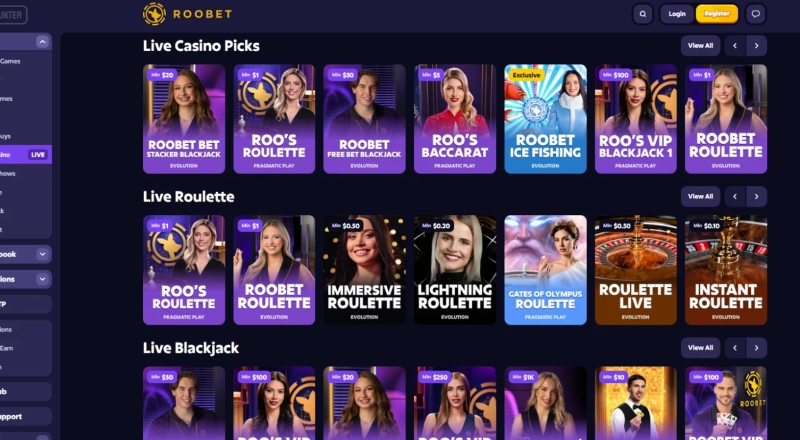 Roobet Casino Live Games